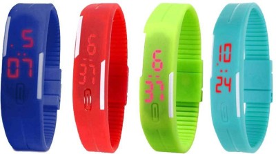 NS18 Silicone Led Magnet Band Watch Combo of 4 Blue, Red, Green And Sky Blue Digital Watch  - For Couple   Watches  (NS18)