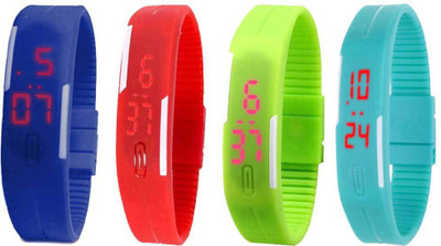 

NS18 Silicone Led Magnet Band Watch Combo of 4 Blue, Red, Green And Sky Blue Watch - For Couple