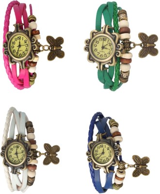 NS18 Vintage Butterfly Rakhi Combo of 4 Pink, White, Green And Blue Analog Watch  - For Women   Watches  (NS18)