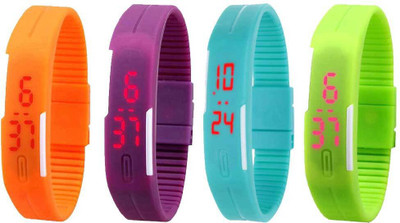 

Kissu Led Magnet Band Combo of 4 Orange, Purple, Sky Blue And Green Watch - For Men & Women