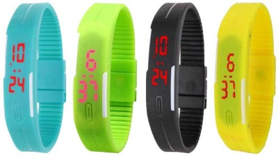 NS18 Silicone Led Magnet Band Combo of 4 Sky Blue, Green, Black And Yellow Digital Watch  - For Boys & Girls   Watches  (NS18)