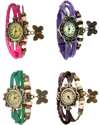 NS18 Vintage Butterfly Rakhi Combo of 4 Pink, Green, Purple And Brown Analog Watch  - For Women   Watches  (NS18)