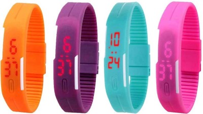 NS18 Silicone Led Magnet Band Watch Combo of 4 Orange, Purple, Sky Blue And Pink Digital Watch  - For Couple   Watches  (NS18)