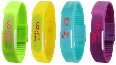 

Kissu Led Magnet Band Combo of 4 Green, Yellow, Sky Blue And Purple Watch - For Men & Women