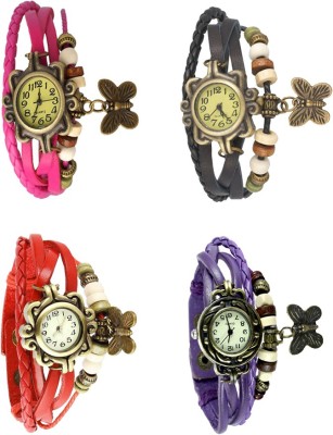 NS18 Vintage Butterfly Rakhi Combo of 4 Pink, Red, Black And Purple Analog Watch  - For Women   Watches  (NS18)