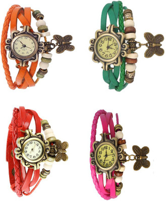 

NS18 Vintage Butterfly Rakhi Combo of 4 Orange, Red, Green And Pink Watch - For Women