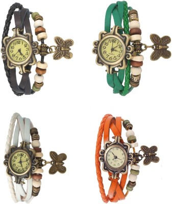 NS18 Vintage Butterfly Rakhi Combo of 4 Black, White, Green And Orange Analog Watch  - For Women   Watches  (NS18)