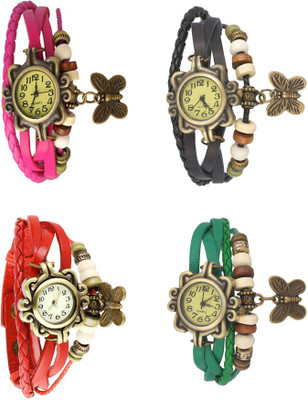 

Kissu Vintage Rakhi Combo of 4 Pink, Red, Black And Green Watch - For Women