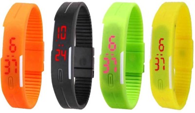 NS18 Silicone Led Magnet Band Combo of 4 Orange, Black, Green And Yellow Digital Watch  - For Boys & Girls   Watches  (NS18)
