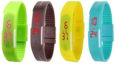 NS18 Silicone Led Magnet Band Watch Combo of 4 Green, Brown, Yellow And Sky Blue Digital Watch  - For Couple   Watches  (NS18)