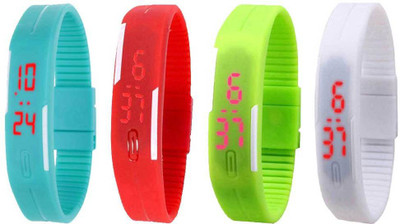 

Kissu Led Magnet Band Combo of 4 Sky Blue, Red, Green And White Watch - For Men & Women
