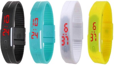 NS18 Silicone Led Magnet Band Combo of 4 Black, Sky Blue, White And Yellow Digital Watch  - For Boys & Girls   Watches  (NS18)