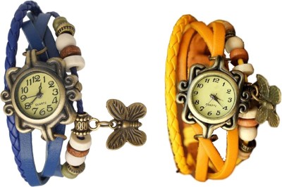 NS18 Vintage Butterfly Rakhi Watch Combo of 2 Blue And Yellow Analog Watch  - For Women   Watches  (NS18)