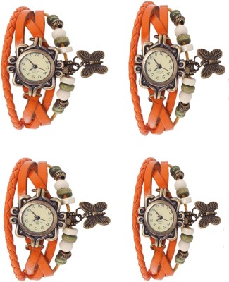 NS18 Vintage Butterfly Rakhi Combo of 4 Orange Analog Watch  - For Women   Watches  (NS18)