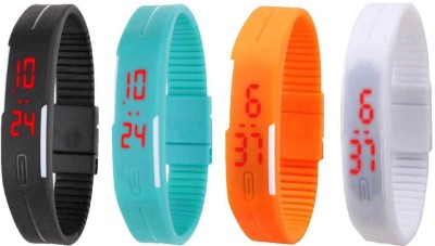 NS18 Silicone Led Magnet Band Combo of 4 Black, Sky Blue, Orange And White Digital Watch  - For Boys & Girls   Watches  (NS18)