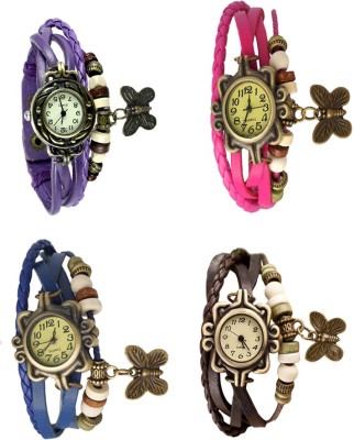 NS18 Vintage Butterfly Rakhi Combo of 4 Purple, Blue, Pink And Brown Analog Watch  - For Women   Watches  (NS18)