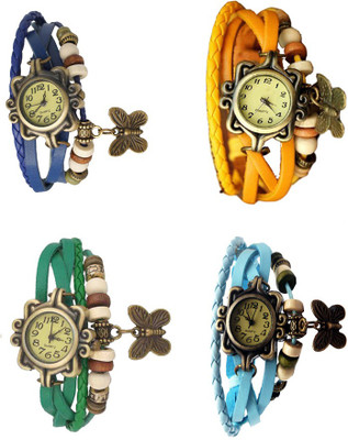 

Kissu Vintage Rakhi Combo of 4 Blue, Green, Yellow And Sky Blue Watch - For Women