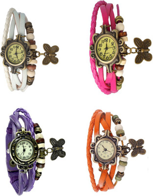

Kissu Vintage Rakhi Combo of 4 White, Purple, Pink And Orange Watch - For Women