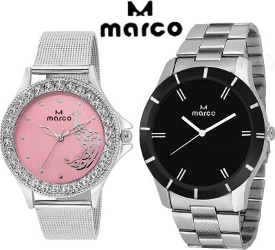 Marco elite combo 1011 pink-ch 65 blk Analog Watch  - For Couple   Watches  (Marco)