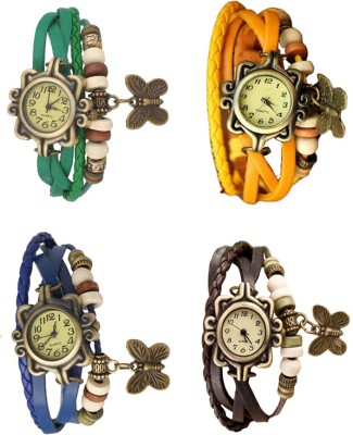 NS18 Vintage Butterfly Rakhi Combo of 4 Green, Blue, Yellow And Brown Analog Watch  - For Women   Watches  (NS18)