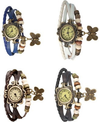 NS18 Vintage Butterfly Rakhi Combo of 4 Blue, Brown, White And Black Analog Watch  - For Women   Watches  (NS18)