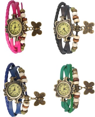 NS18 Vintage Butterfly Rakhi Combo of 4 Pink, Blue, Black And Green Analog Watch  - For Women   Watches  (NS18)