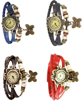 NS18 Vintage Butterfly Rakhi Combo of 4 Blue, Brown, Black And Red Analog Watch  - For Women   Watches  (NS18)