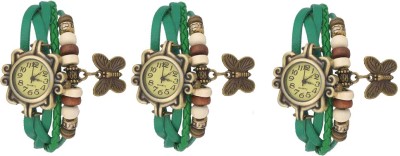 NS18 Vintage Butterfly Rakhi Watch Combo of 3 Green, Green And Green Analog Watch  - For Women   Watches  (NS18)