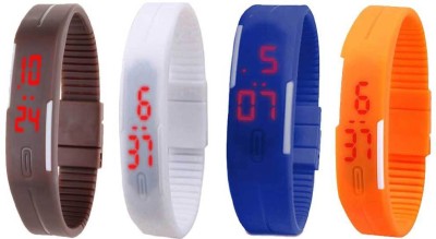 NS18 Silicone Led Magnet Band Combo of 4 Brown, White, Blue And Orange Digital Watch  - For Boys & Girls   Watches  (NS18)