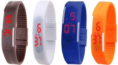 View NS18 Silicone Led Magnet Band Combo of 4 Brown, White, Blue And Orange Digital Watch  - For Boys & Girls Wrist Watches Price Online(NS18)