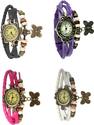 NS18 Vintage Butterfly Rakhi Combo of 4 Black, Pink, Purple And White Analog Watch  - For Women   Watches  (NS18)