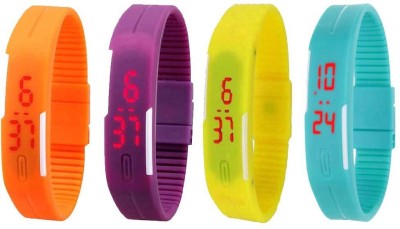 NS18 Silicone Led Magnet Band Watch Combo of 4 Orange, Purple, Yellow And Sky Blue Digital Watch  - For Couple   Watches  (NS18)