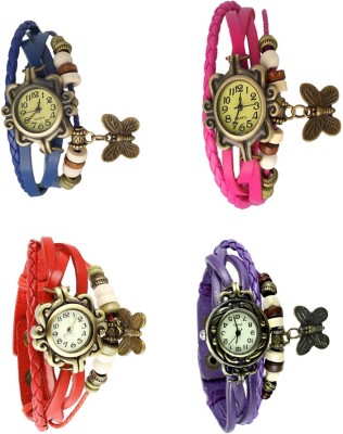 NS18 Vintage Butterfly Rakhi Combo of 4 Blue, Red, Pink And Purple Analog Watch  - For Women   Watches  (NS18)
