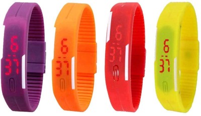 NS18 Silicone Led Magnet Band Combo of 4 Purple, Orange, Red And Yellow Digital Watch  - For Boys & Girls   Watches  (NS18)