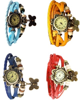 NS18 Vintage Butterfly Rakhi Combo of 4 Sky Blue, Blue, Yellow And Red Watch  - For Women   Watches  (NS18)