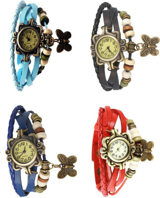 

NS18 Vintage Butterfly Rakhi Combo of 4 Sky Blue, Blue, Black And Red Watch - For Women