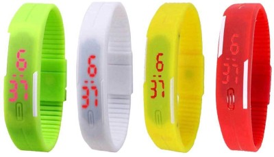 NS18 Silicone Led Magnet Band Watch Combo of 4 Green, White, Yellow And Red Digital Watch  - For Couple   Watches  (NS18)