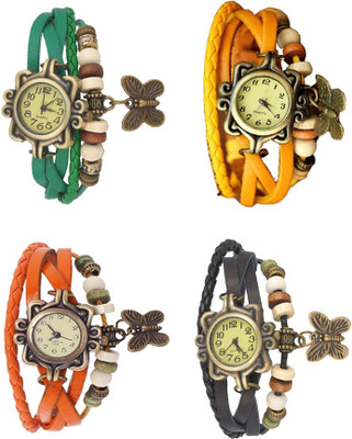 

Kissu Vintage Rakhi Combo of 4 Green, Orange, Yellow And Black Watch - For Women