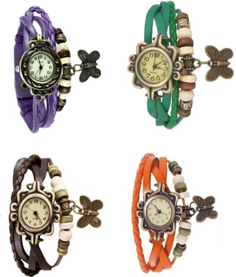 NS18 Vintage Butterfly Rakhi Combo of 4 Purple, Brown, Green And Orange Analog Watch  - For Women   Watches  (NS18)