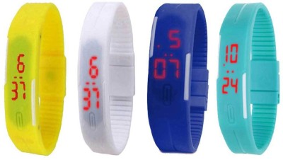 NS18 Silicone Led Magnet Band Watch Combo of 4 Yellow, White, Blue And Sky Blue Digital Watch  - For Couple   Watches  (NS18)