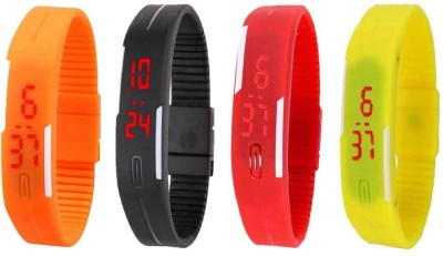 NS18 Silicone Led Magnet Band Combo of 4 Orange, Black, Red And Yellow Digital Watch  - For Boys & Girls   Watches  (NS18)
