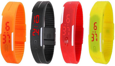 

Kissu Led Magnet Band Combo of 4 Orange, Black, Red And Yellow Watch - For Men & Women