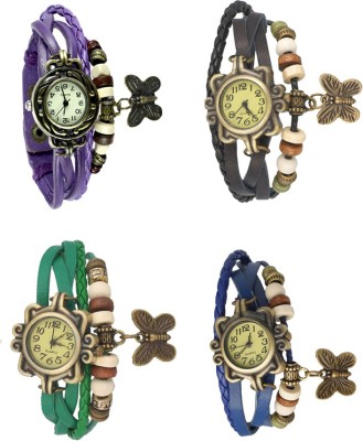 NS18 Vintage Butterfly Rakhi Combo of 4 Purple, Green, Black And Blue Analog Watch  - For Women   Watches  (NS18)
