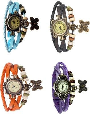 NS18 Vintage Butterfly Rakhi Combo of 4 Sky Blue, Orange, Black And Purple Analog Watch  - For Women   Watches  (NS18)