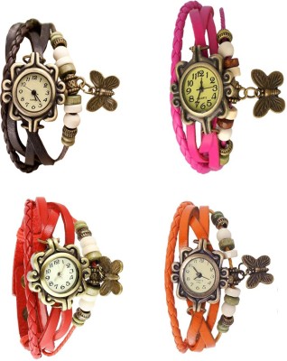 NS18 Vintage Butterfly Rakhi Combo of 4 Brown, Red, Pink And Orange Analog Watch  - For Women   Watches  (NS18)
