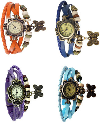 

Kissu Vintage Rakhi Combo of 4 Orange, Purple, Blue And Sky Blue Watch - For Women
