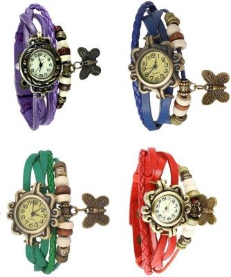 NS18 Vintage Butterfly Rakhi Combo of 4 Purple, Green, Blue And Red Analog Watch  - For Women   Watches  (NS18)
