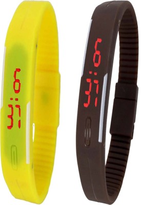 Y&D Combo of Led Band Yellow + Brown Digital Watch  - For Couple   Watches  (Y&D)