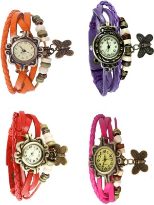NS18 Vintage Butterfly Rakhi Combo of 4 Orange, Red, Purple And Pink Analog Watch  - For Women   Watches  (NS18)