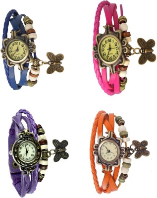 NS18 Vintage Butterfly Rakhi Combo of 4 Blue, Purple, Pink And Orange Analog Watch  - For Women   Watches  (NS18)